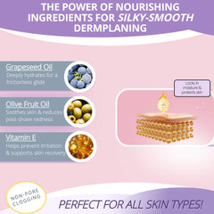 Jasclair Dermaplaning Oil dispense close-up demonstrates easy application for pre-shave prep