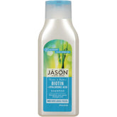 JĀSÖN Lavender Biotin Shampoo bottle promotes thicker-looking hair with lasting body.