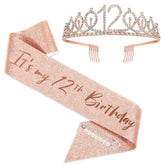 JasperKino 12th birthday sash showcases glittering rose-gold sash for photo moments