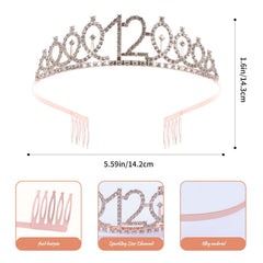 JasperKino rose gold tiara headpiece with rhinestones for a princess look