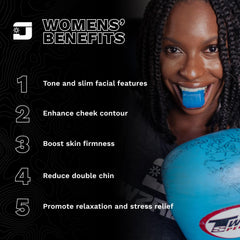 Jawzrsize face-toning on-the-go image showcases convenient cheek and jaw muscle toning.