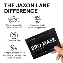 JAXON LANE BRO MASK ingredients bakuchiol caffeine support gentle anti-aging feel.