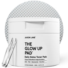 JAXON LANE Rice Toner Pads pack closeup for quick daily exfoliation and prep.