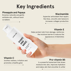 JAXON LANE Shake and Wake vitamin C and E image emphasizes antioxidant support.