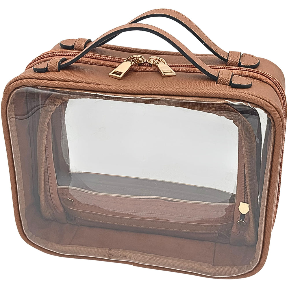 JAZD Clear Makeup Bag with transparent design for quick product checks and organization