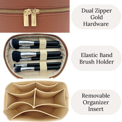 JAZD vanity case removable divider, easy access to makeup and skincare items.