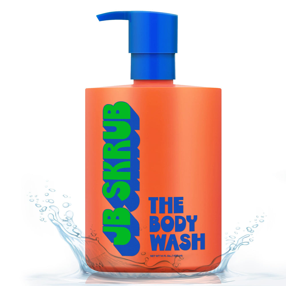 JB SKRUB body wash bottle front view showcasing a boys' grooming solution for daily freshness.