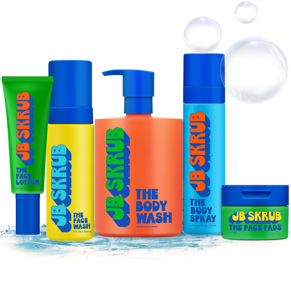JB SKRUB body wash pump delivers refreshing hydration for kids' skin.