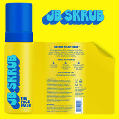 JB SKRUB fragrance-free-label communicates allergy-safe, kid-friendly skincare.