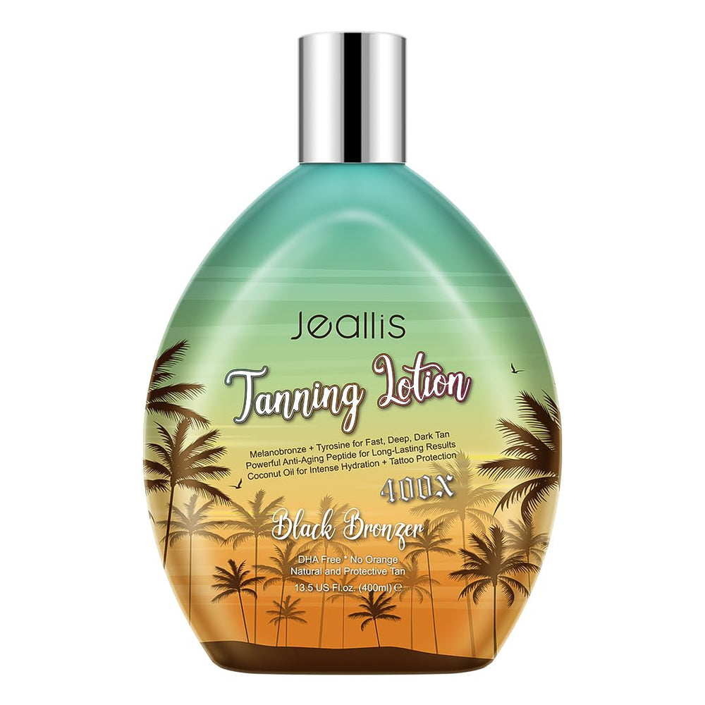 Jeallis extreme-dark-tanning-lotion-bottle delivers a richer bronze glow with maximum hydration.