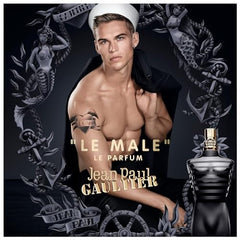 Jean Paul Gaultier Le Male Le Parfum Intense vanilla-note close-up for evening wear.