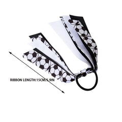 Jeffan soccer hair tie ribbon detail highlighting soft durable grosgrain