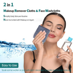 JEFFSUN wash cloths 10x10-inch size close-up, ideal for easy makeup removal.
