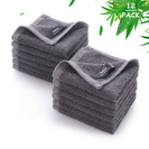 JEFFSUN wash cloths 12-pack soft grey closeup for gentle skin cleansing
