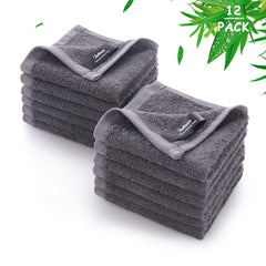 JEFFSUN wash cloths 12-pack soft grey closeup for gentle skin cleansing