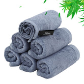 JEFFSUN wash cloths 6-pack on display, ultra-soft for sensitive skin cleansing.