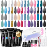 JEWHITENY poly gel nail kit with 28 color options for versatile DIY nail art