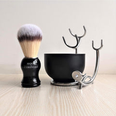 JEQUIL&CORENVEO deluxe shaving kit bowl closeup demonstrates durable stainless steel for lasting use.
