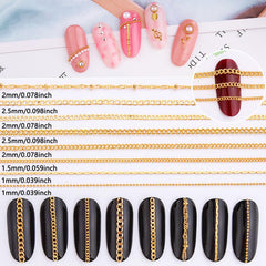 JERCLITY 19.7in gold nail chain strip shown in full length