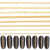 JERCLITY 8-strips gold nail chains in packaging for easy selection