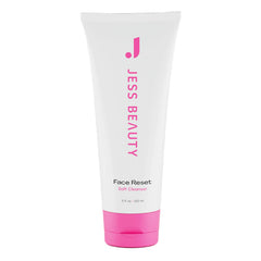 JESS BEAUTY Face Reset Cleanser bottle pump demonstrates easy, gentle daily cleansing.