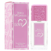 Jessica McClintock Love bottle front shows pink hue and elegant design for refined everyday glamour