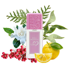 Jessica McClintock Love fragrance closeup highlights floral notes and pink tones for romantic allure