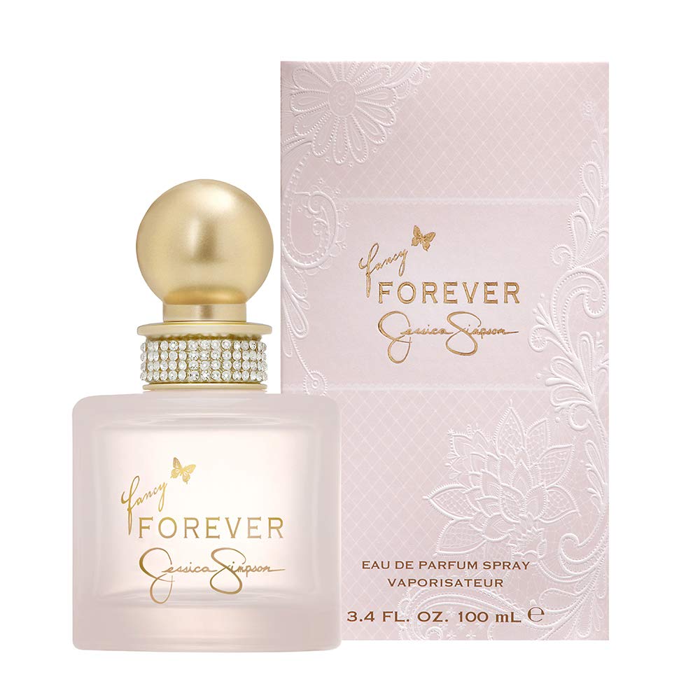 Jessica Simpson Fancy Forever EDP bottle with warm vanilla and amber notes for day-to-night versatility.