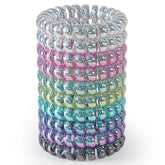 JessLab spiral hair ties in assorted colors providing secure, gentle ponytails.