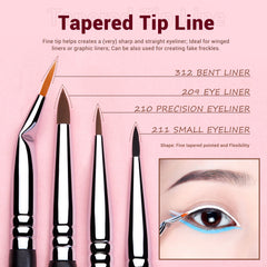 Jessup flat-tip eyeliner brushes for clean upper and lower lashline lines