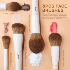 Jessup makeup brush set bristles closeup highlighting dense nano-fiber bristles for smooth application