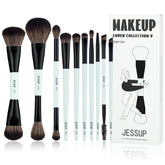 Jessup makeup brushes set 10pcs compact packaging for easy storage