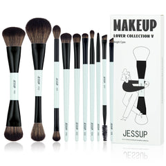 Jessup makeup brushes set 10pcs compact packaging for easy storage