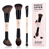 Jessup Peach Dust foundation-blend brush delivers a smooth, natural finish.