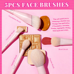 Jessup pink eye brushes designed for precise eyeshadow application and blending.