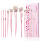 Jessup pink makeup brushes set 14pcs full set on dresser for versatile daily looks