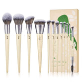 Jessup vegan makeup brush set 12pcs packaging close-up for premium quality.