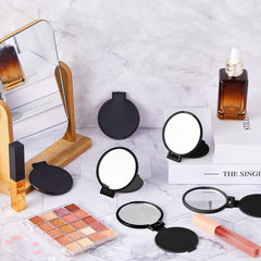 Jetec compact mirrors black open design shown with desktop stand