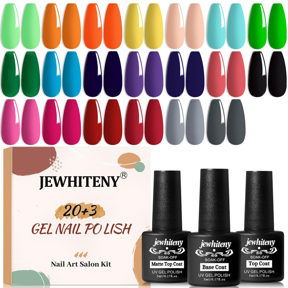 JEWHITENY 23pcs nail polish set collection with vibrant shades for versatile at-home manicures