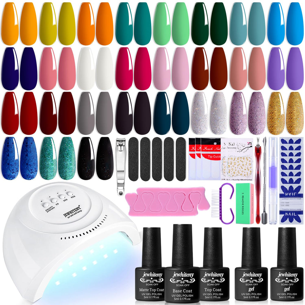 JEWHITENY 27 colors nail polish kit box for easy at-home manicures.