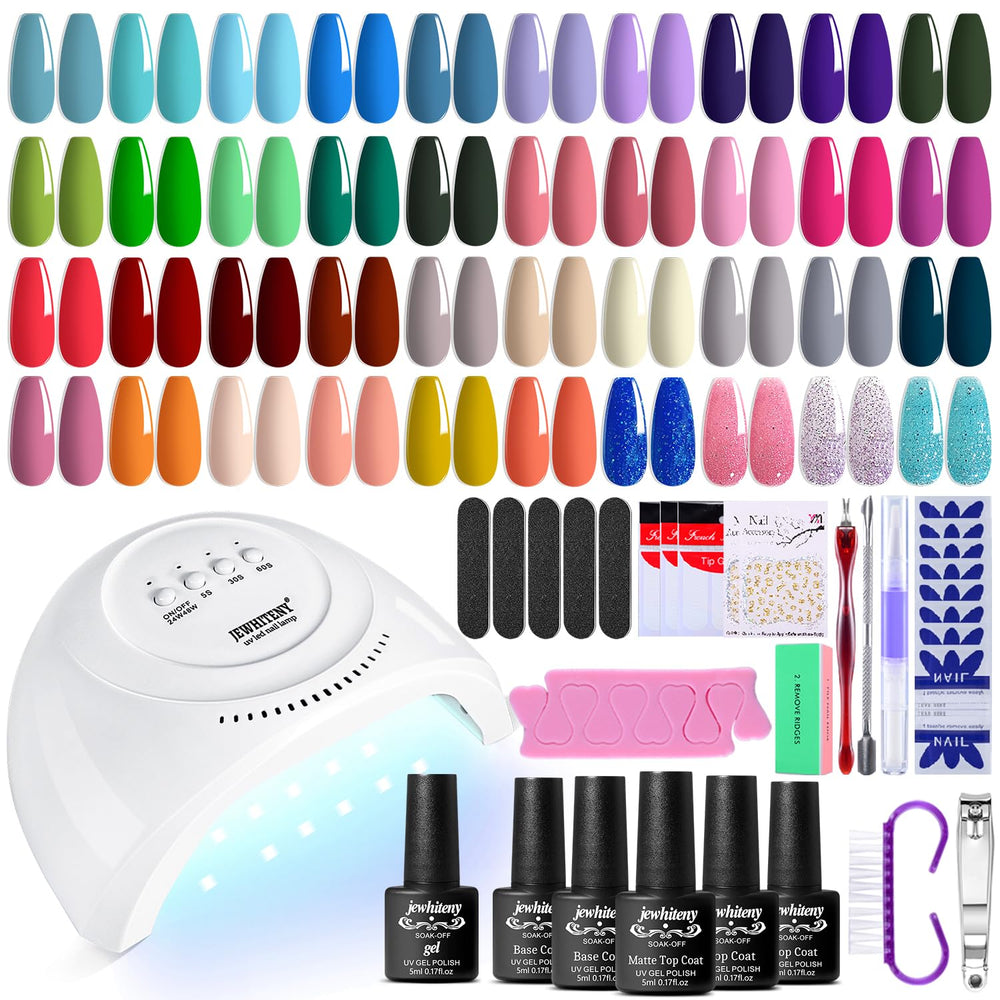 JEWHITENY gel nail polish kit 40 colors palette for at-home manicures