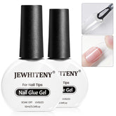 JEWHITENY nail glue gel 2x10ml with precise brush for secure bonding