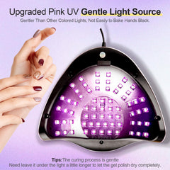 JEWHITENY Pink UV Gel Nail Lamp interior with 66 beads for broad gel compatibility
