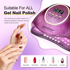 JEWHITENY Pink UV Gel Nail Lamp side profile, portable and neat setup