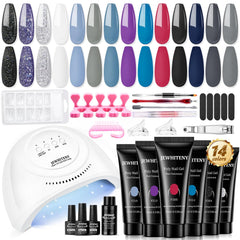 JEWHITENY poly nail gel kit 48W lamp powers fast curing for salon-like finishes
