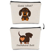 JFEHBFL dachshund makeup bag front view showcases compact, travel-ready storage for cosmetics.