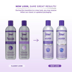 Jhirmack Silver Brightening Conditioner bottle nourishes and softens silver hair.