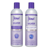 Jhirmack Silver Brightening Shampoo bottle removes brass and brightens silver tones.
