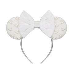 JIAHANG velvet mouse ears headband with pearls, perfect for cute outfits and photo props.