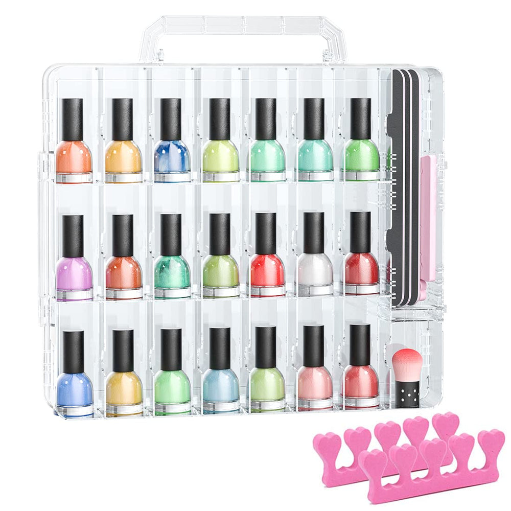 JIASHENG nail polish organizer left view shows a clear case for quick color selection.
